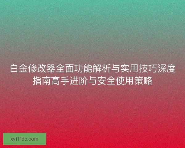白金修改器全面功能解析与实用技巧深度指南高手进阶与安全使用策略