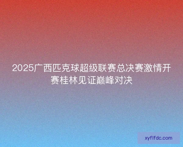 2025广西匹克球超级联赛总决赛激情开赛桂林见证巅峰对决